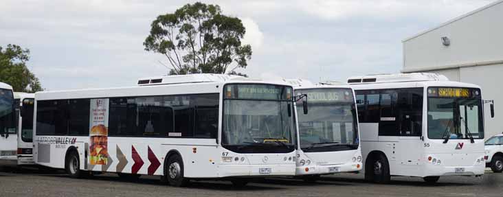 Latrobe Valley Mercedes O500LE 67, Iveco Metro C260 Custom CB60 3 & Hino RK250 ABM Starliner 3 55